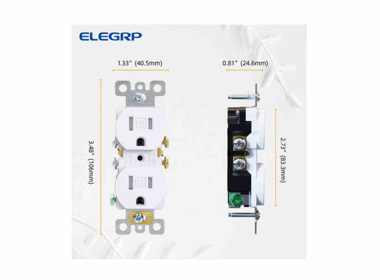 ELEGRP 15 Amp 125-Volt Residential Grade Self Grounding Tamper Resistant Duplex Receptacle With Midway Wall Plate, black (10-Pack)