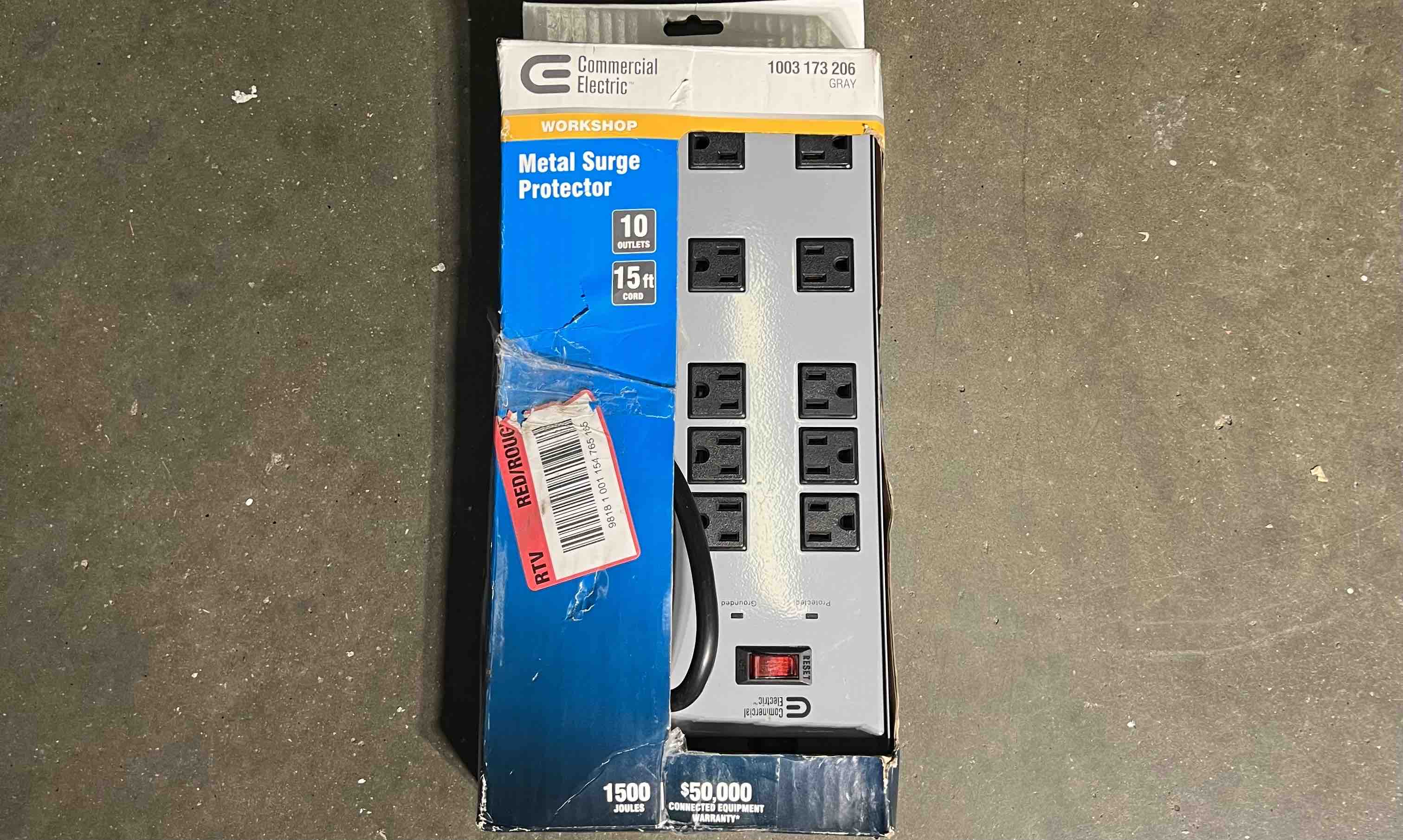 Commercial Electric 15 ft. 10-Outlet All Metal Surge Protector