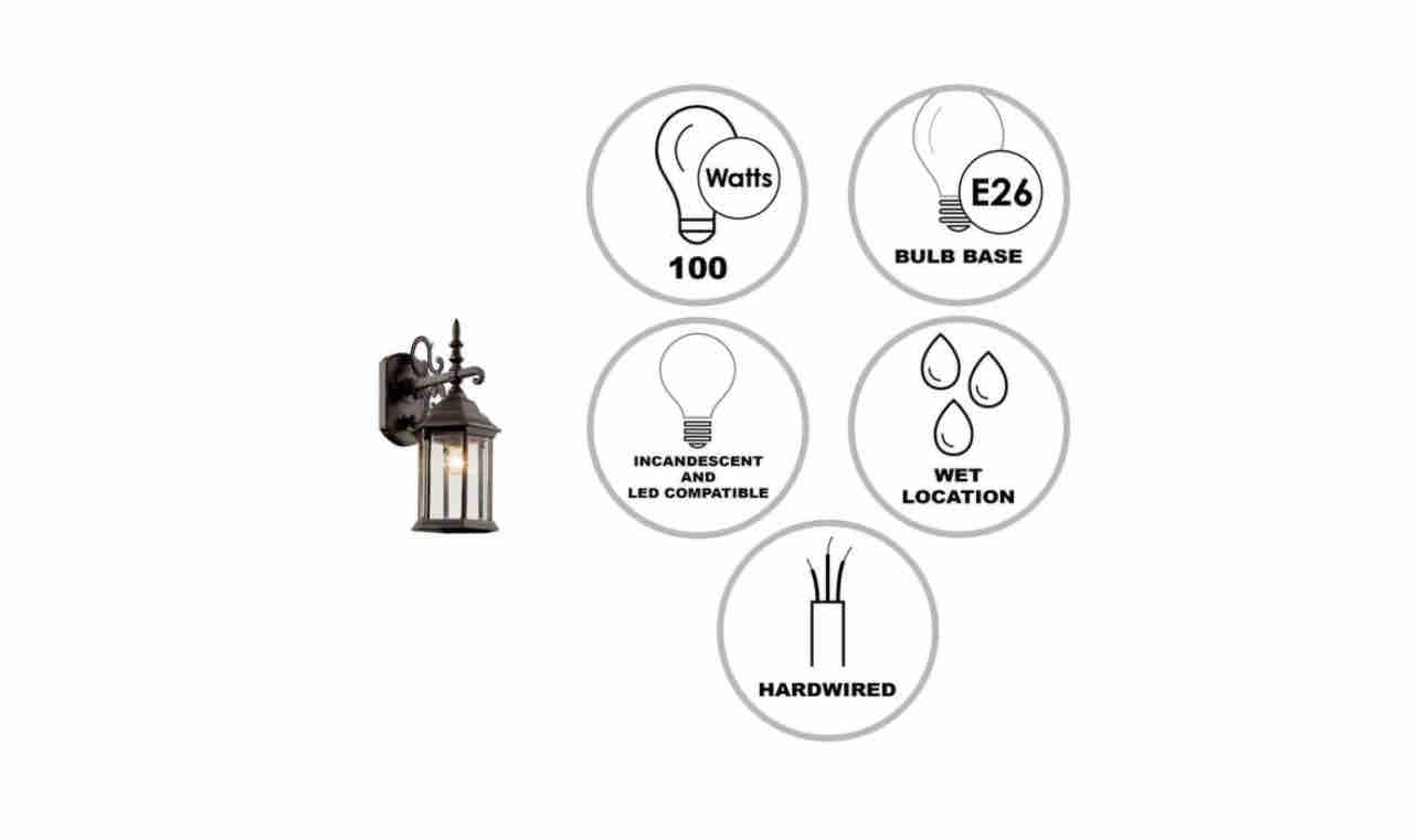 Bel Air Lighting Josephine 14 in. 1-Light Rust Outdoor Wall Light Fixture with Clear Glass