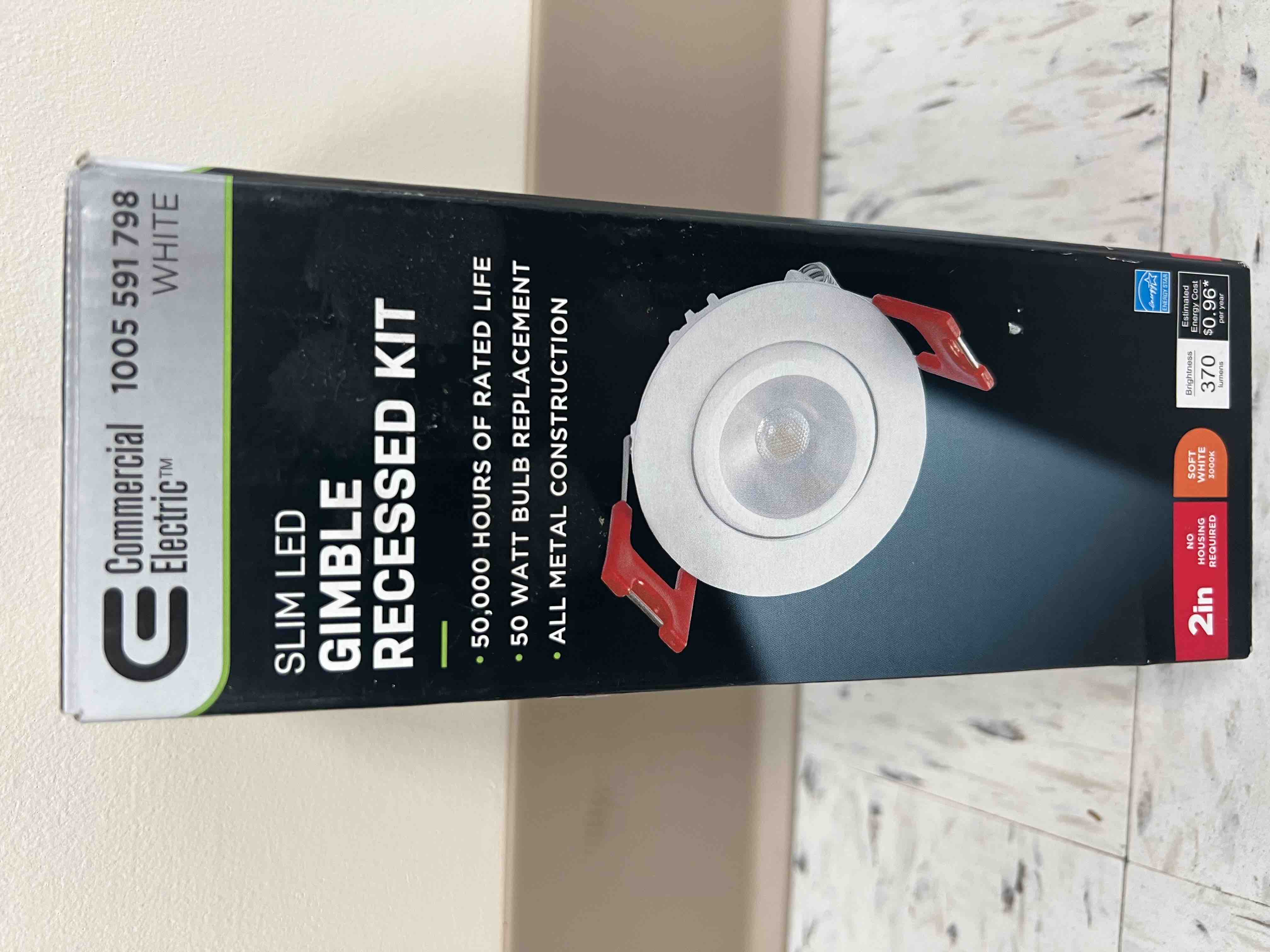 COMMERCIAL ELECTRIC 2 In. Gimble LED Integrated Trimless Recessed Lighting Kit