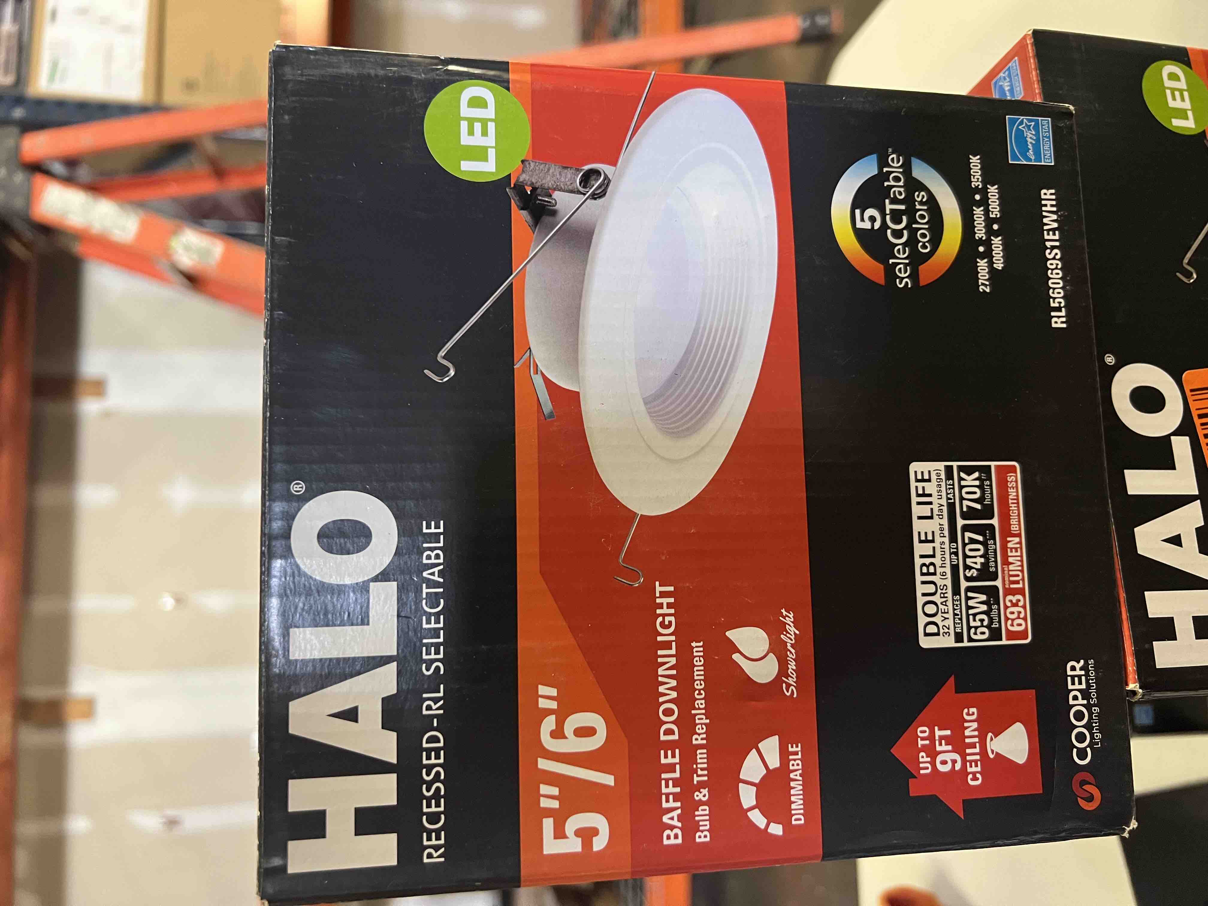 Halo RL56 Series Matte White 5/6 In. W LED Retrofit Kit 7.6 W Baffle Downlight Bulb & Trim Replacement