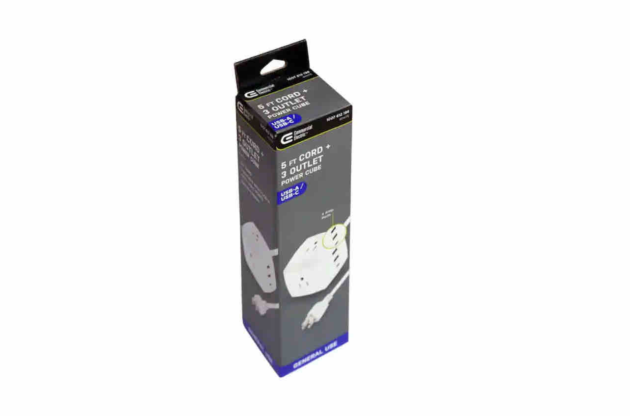 Commercial Electric 3-Outlet 3-USB Cube