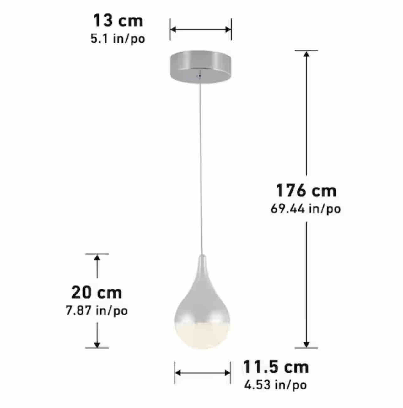 Artika Glitzer 6.5-Watt 1 Light Chrome Modern Integrated LED Mini Pendant Light Fixture for Kitchen Island