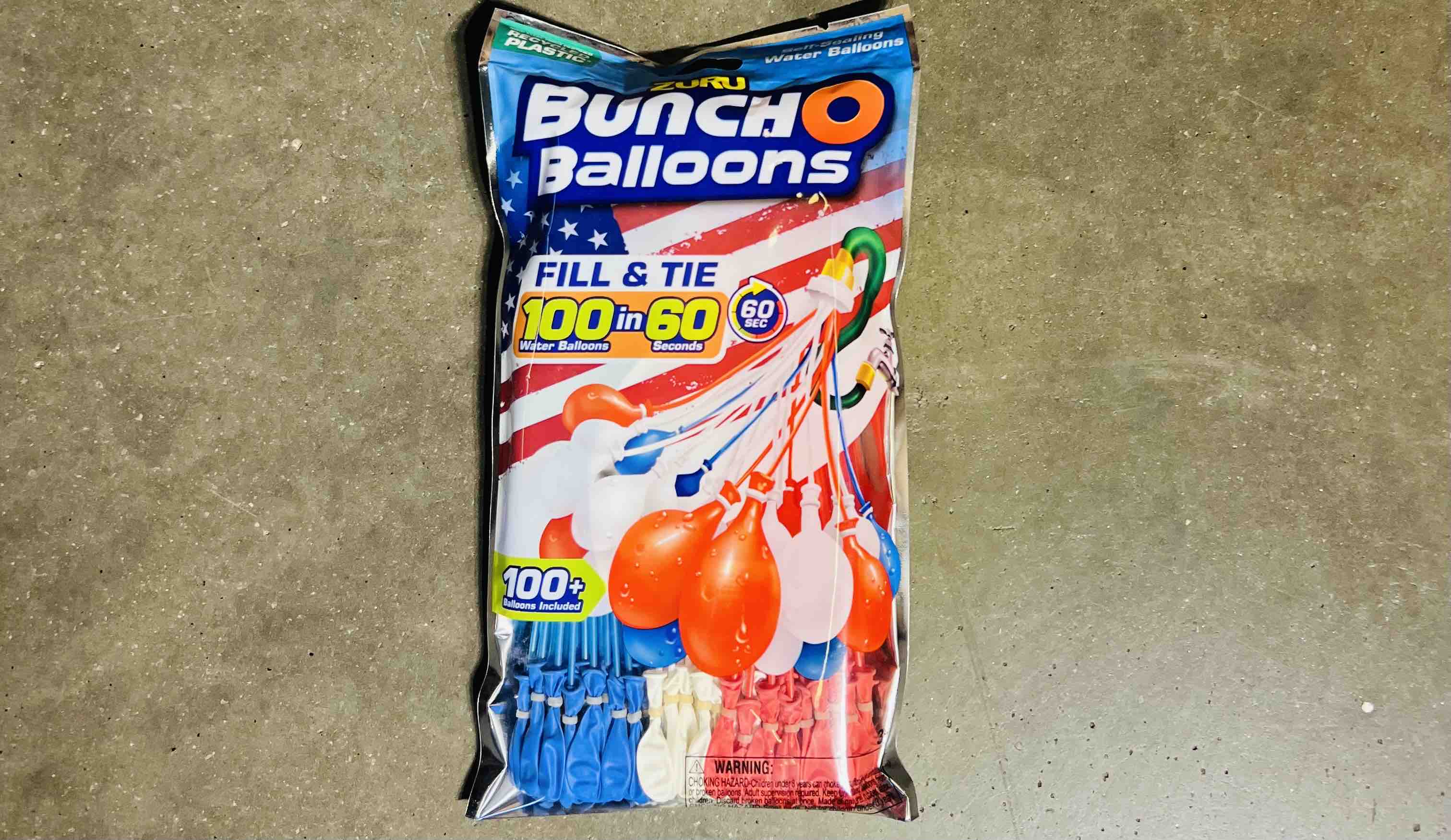 ZURU Bunch-O-Balloons Self-Sealing, Fill & Tie 100 Water Ballons In 60-Seconds, Red, White & Blue