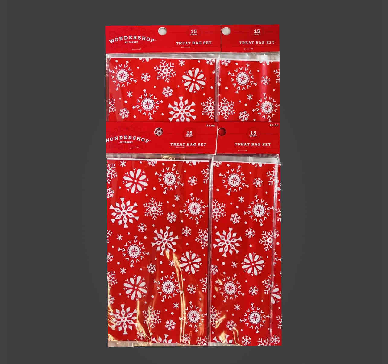 60ct Snowflake Treat Bag Red - Wondershop