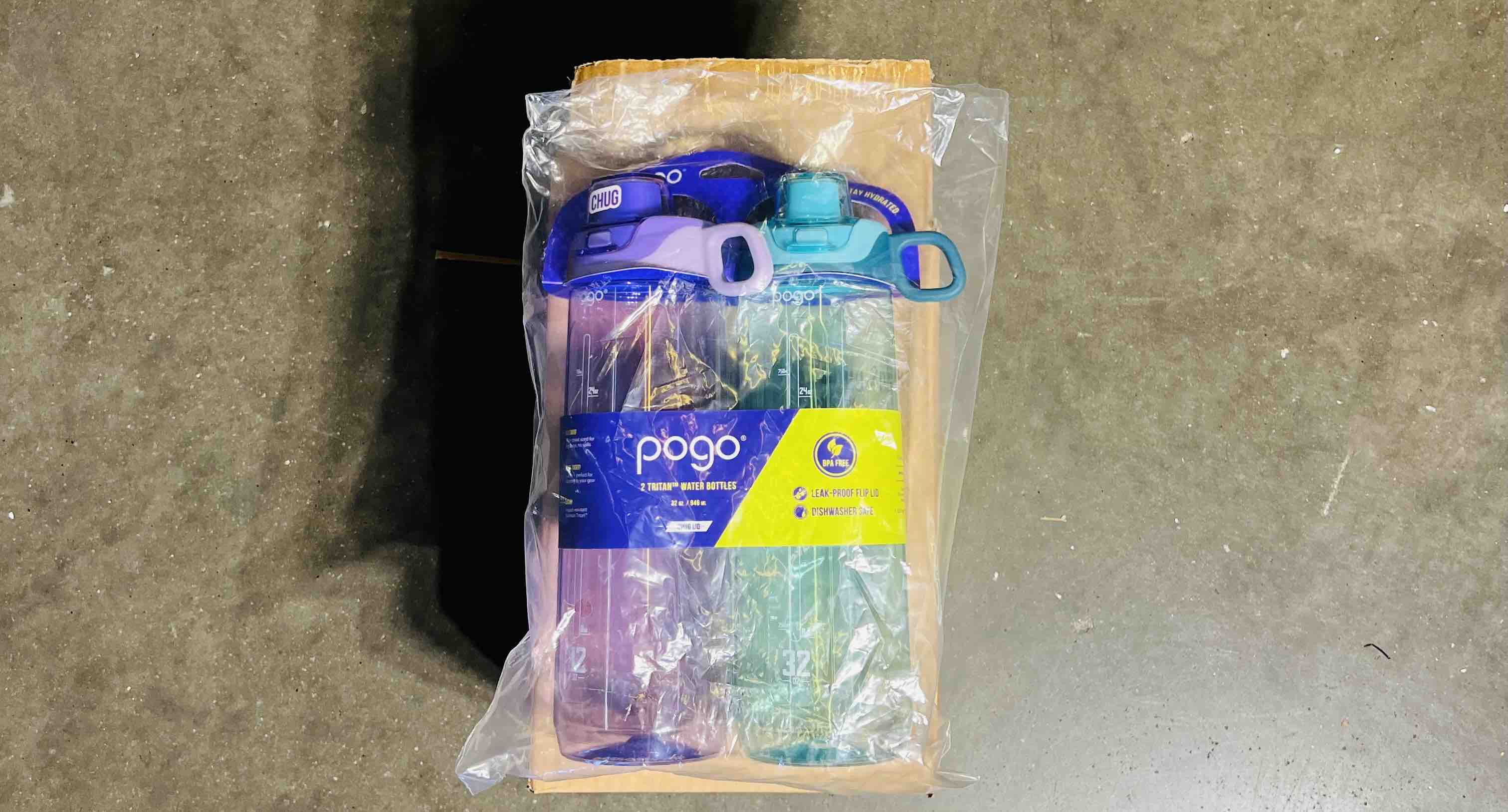 POGO SPORT 32oz Tritan Chug Lid Water Bottle 2pk, Made With BPA-Free Materials. Purple/Mint Colors.