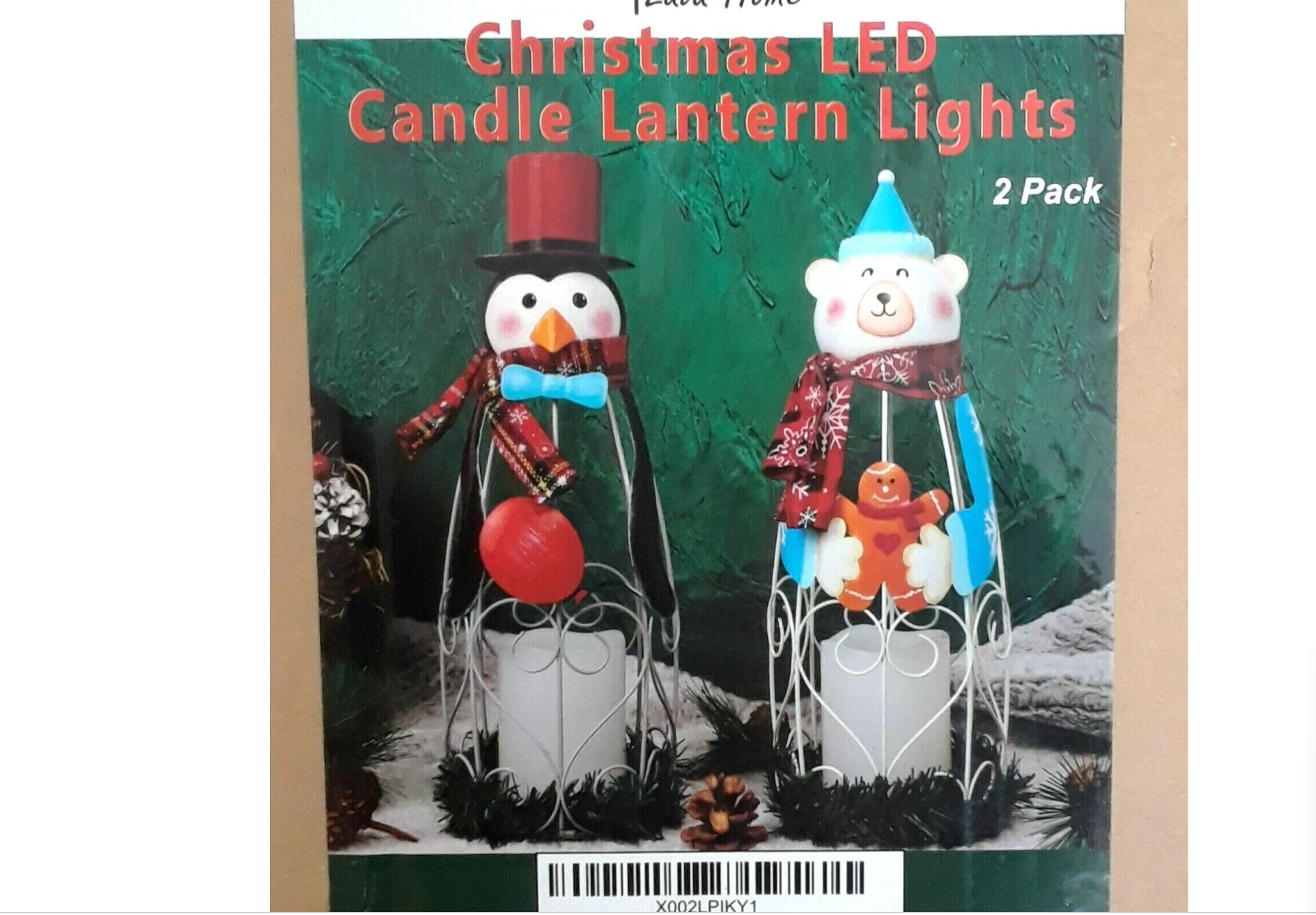 Christmas LED Candle Lantern Lights 2 Pack 14 1/2" Tall Lulu Home