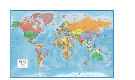 24x36 World Classic Elite Wall Map Mural Poster Laminated