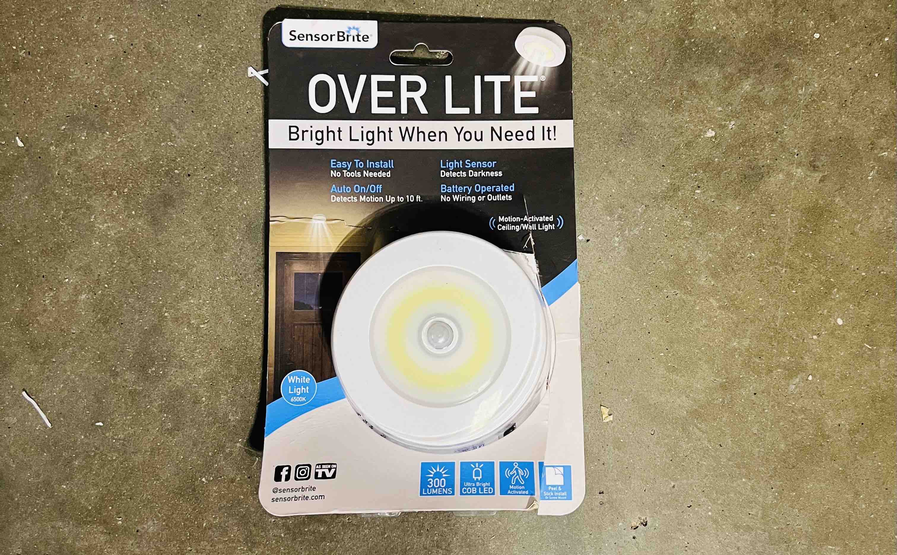 Sensor Brite Over Lite Overhead Motion Activated LED Night Light