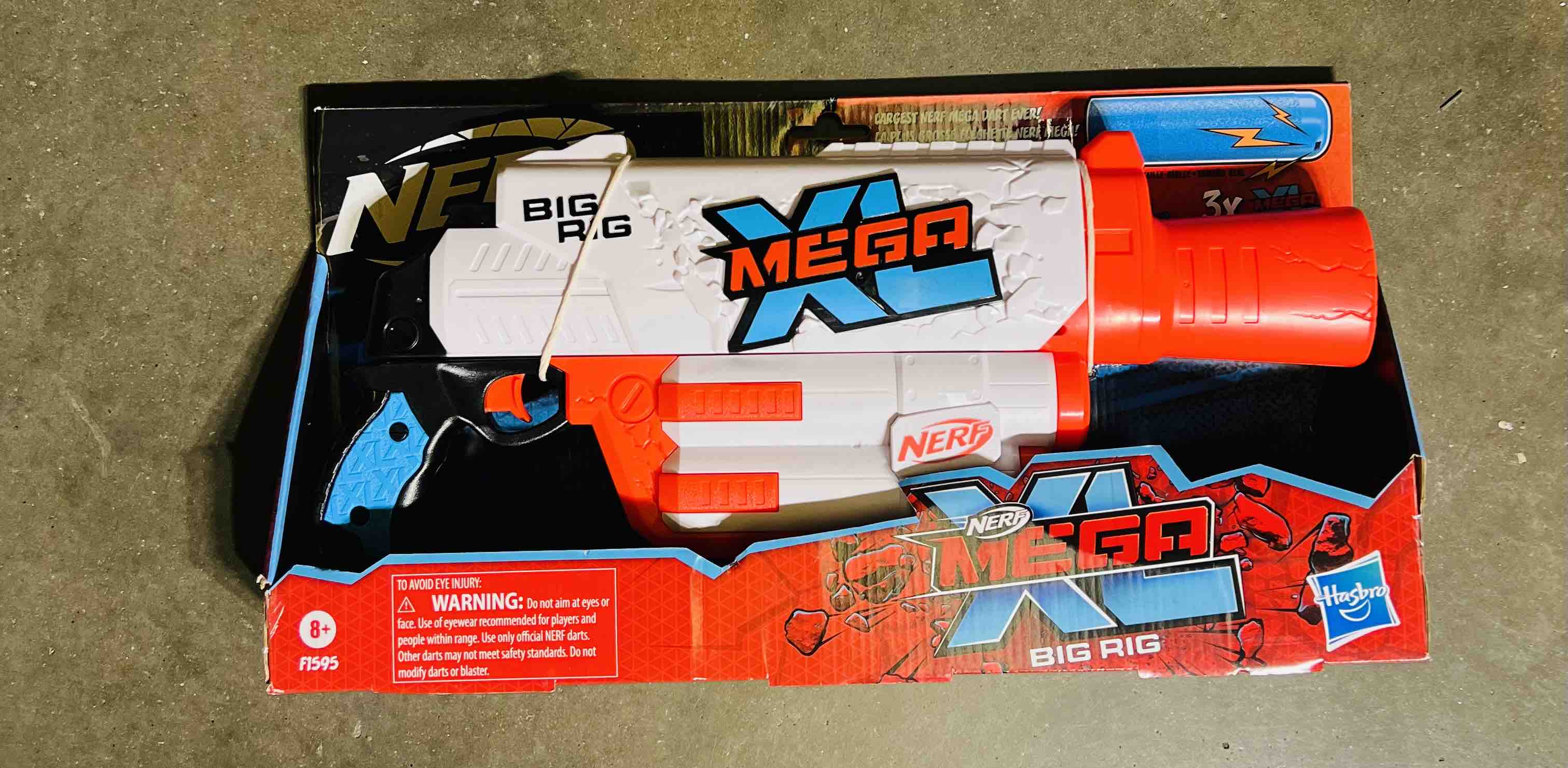 Hasbro NERF Mega XL Big Rig Blaster, Largest Darts Ever, 3 Whistler