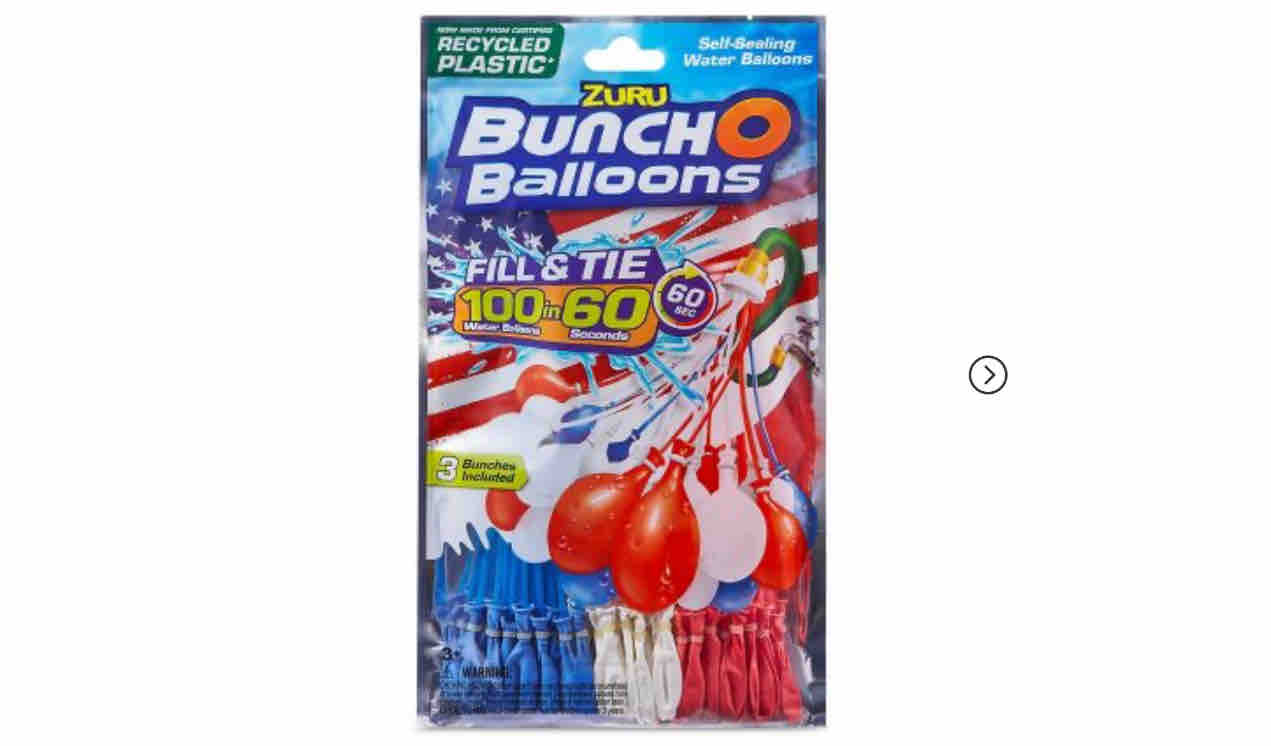 ZURU Bunch-O-Balloons Self-Sealing, Fill & Tie 100 Water Ballons In 60-Seconds, Red, White & Blue