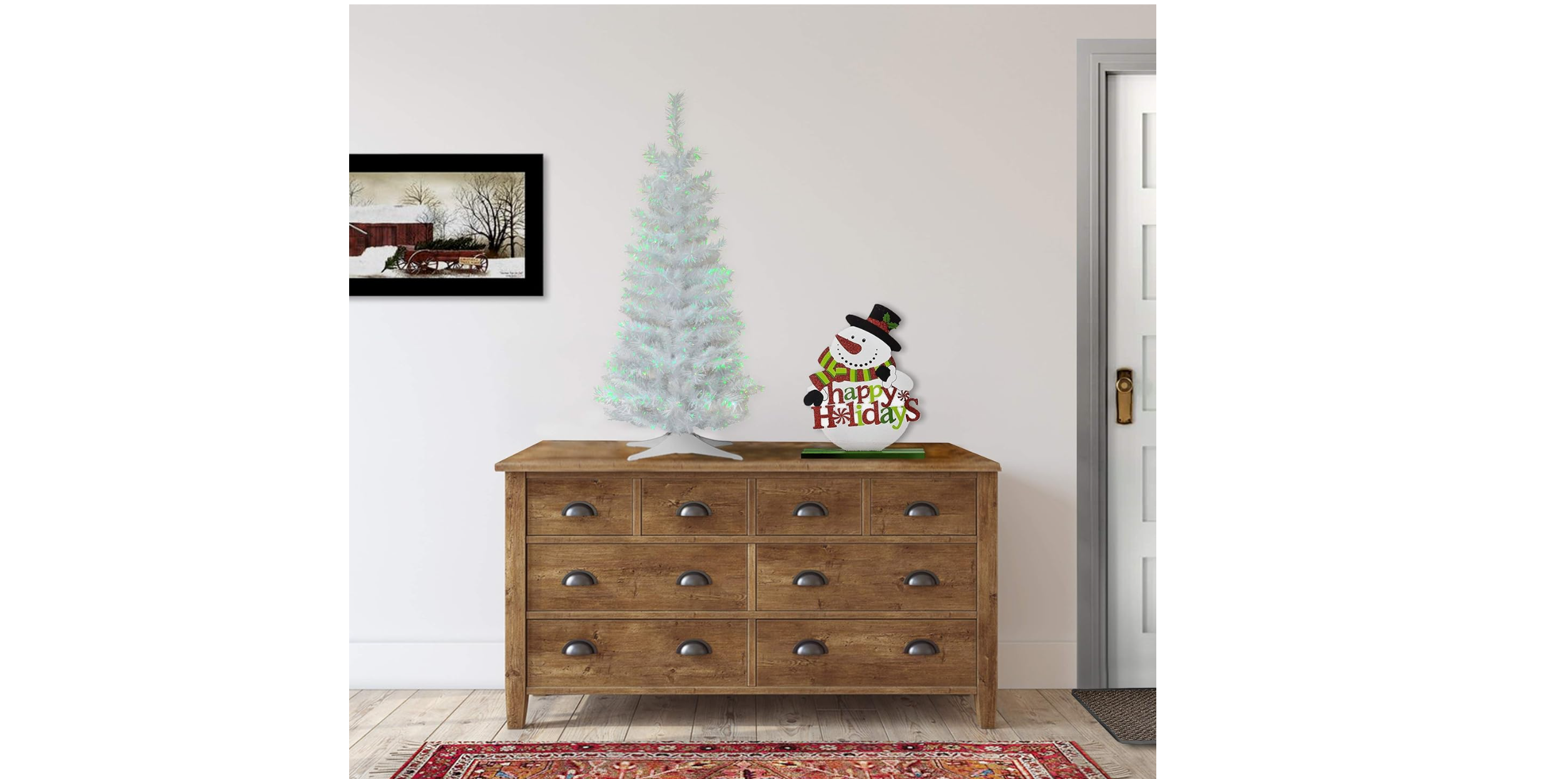 National Tree Company Artificial Christmas Tree, White Tinsel, Includes Stand, 3 feet