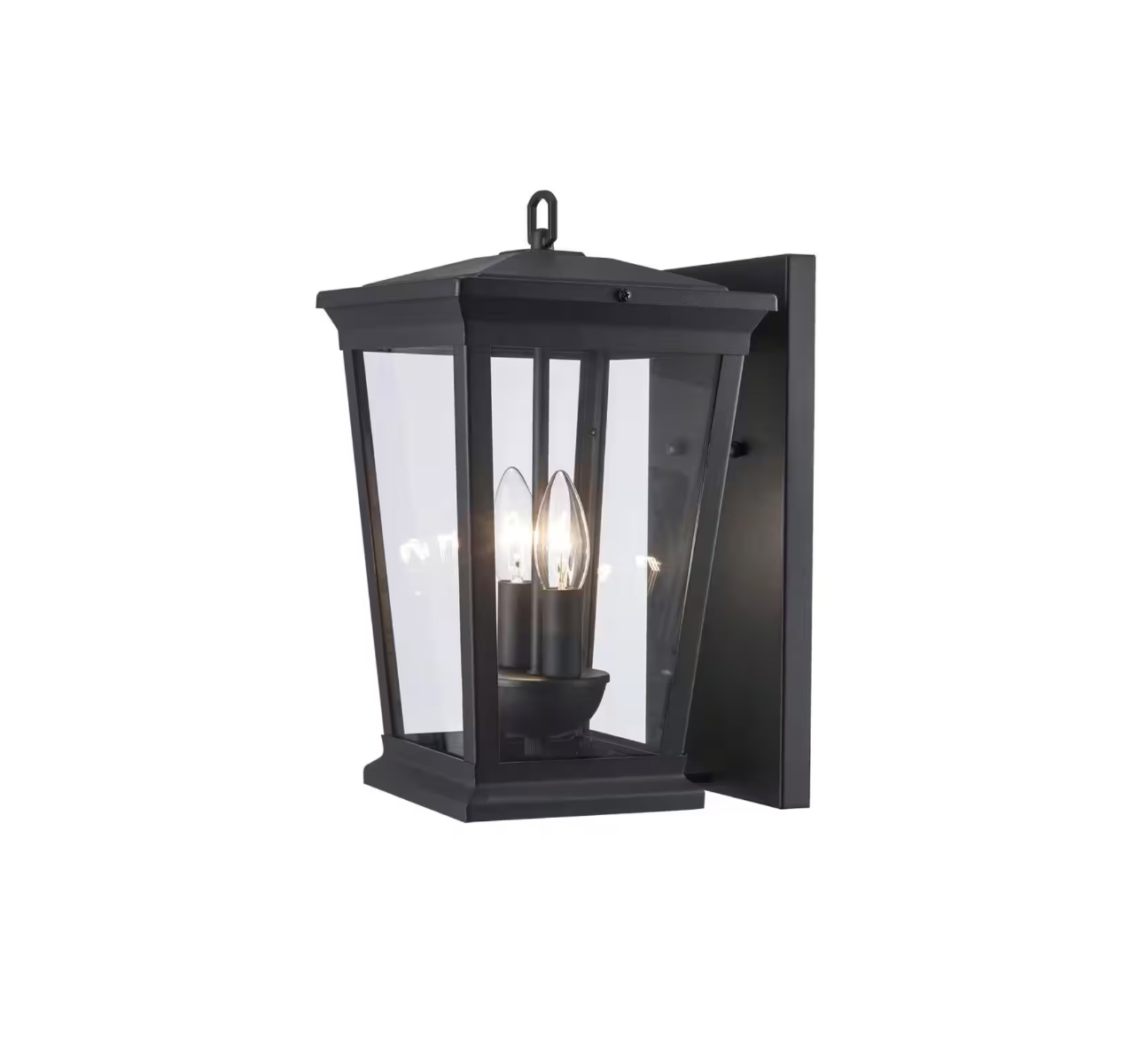Turlock 17 in. 2-Light Black Outdoor Wall Light Fixture with Clear Glass