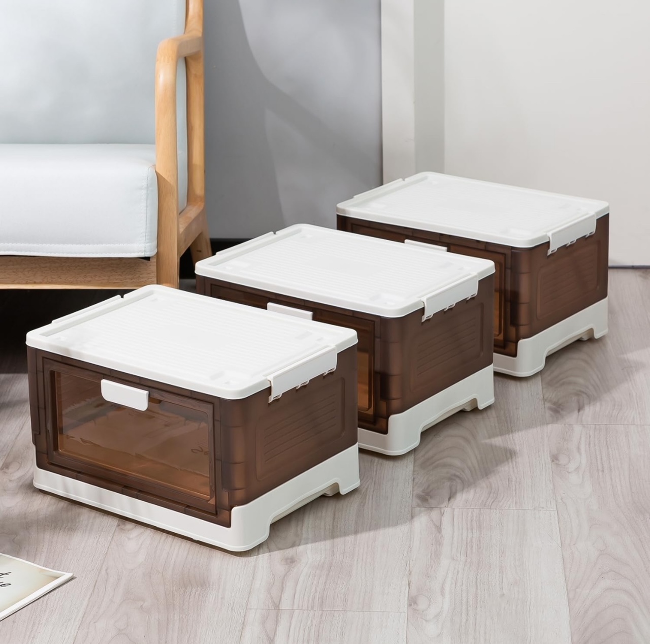 Sooyee 3-Pack Stackable Multifunctional Storage Bin with Lid 25.8-QT/6-Gal.