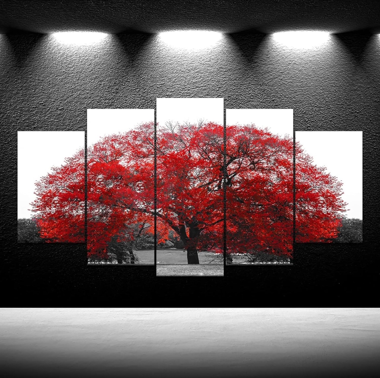 iKNOW FOTO Large Black and White Red Tree Wall Art Canvas Print Picture Landscape
