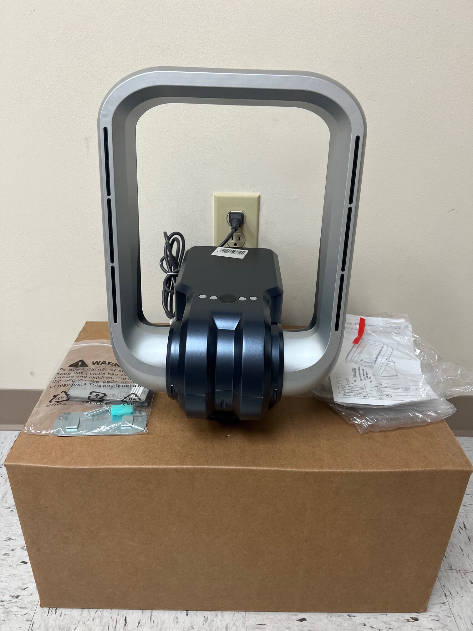 InfiniPower 15.7" Bladeless Wall Mount Fan with Remote Control