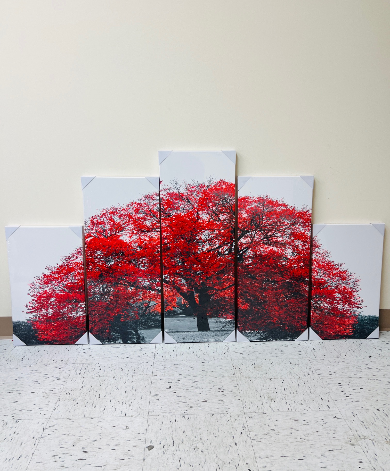 iKNOW FOTO Large Black and White Red Tree Wall Art Canvas Print Picture Landscape