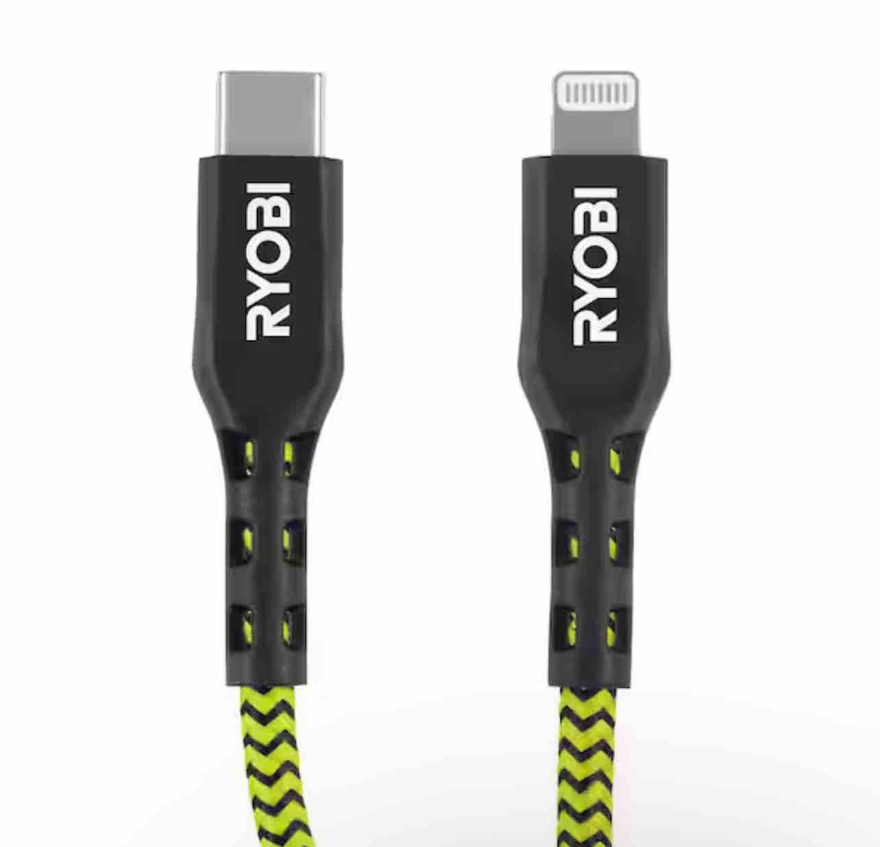 RYOBI 4-ft. and 10-ft. Nylon Reinforced Braided Lightning USB-C Cables Made For iPhone, iPad, iPhone