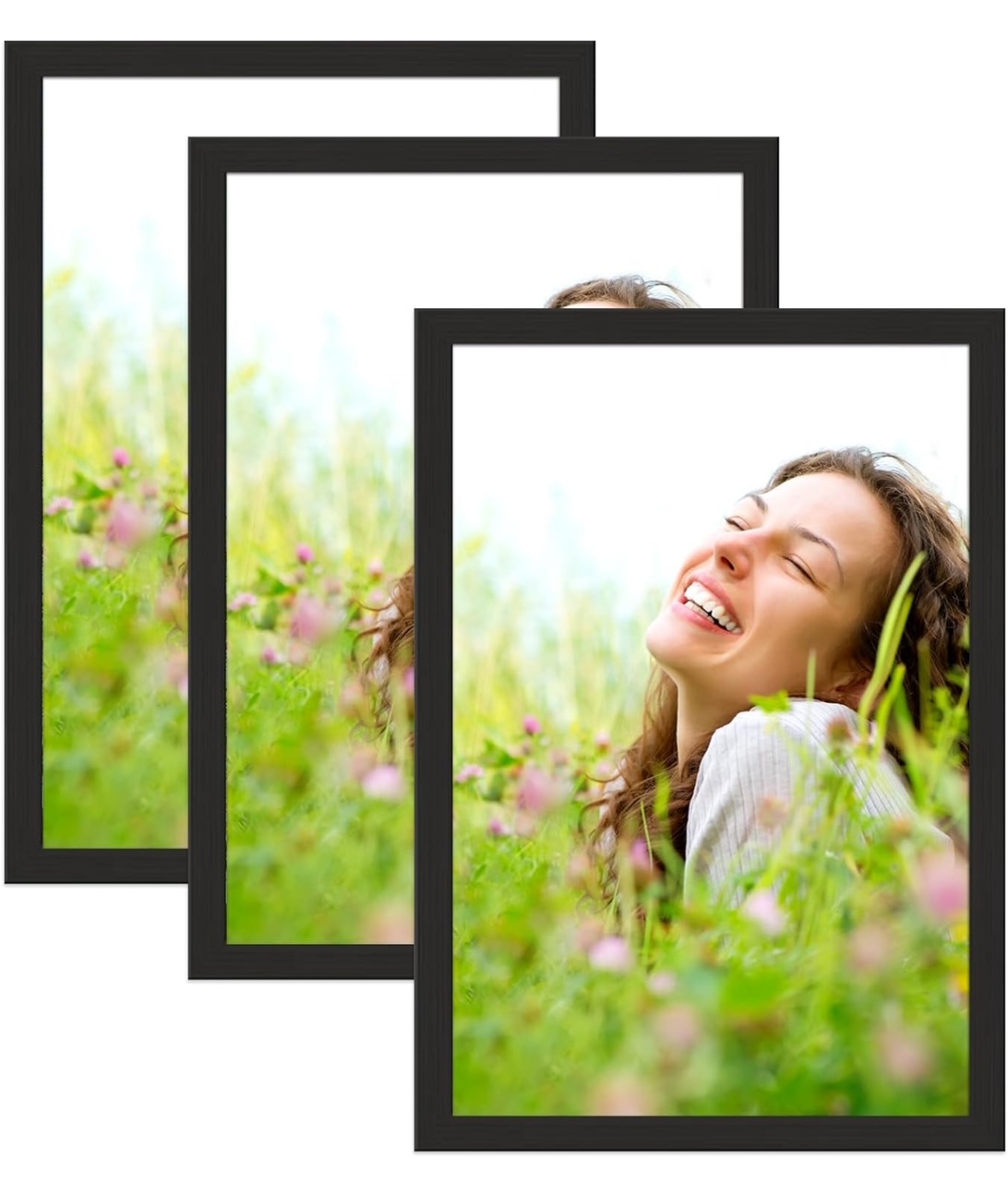 QEQRUG 11x17 Black Picture Frame for Wall Home Decor, Solid Wood, (3-Pack)