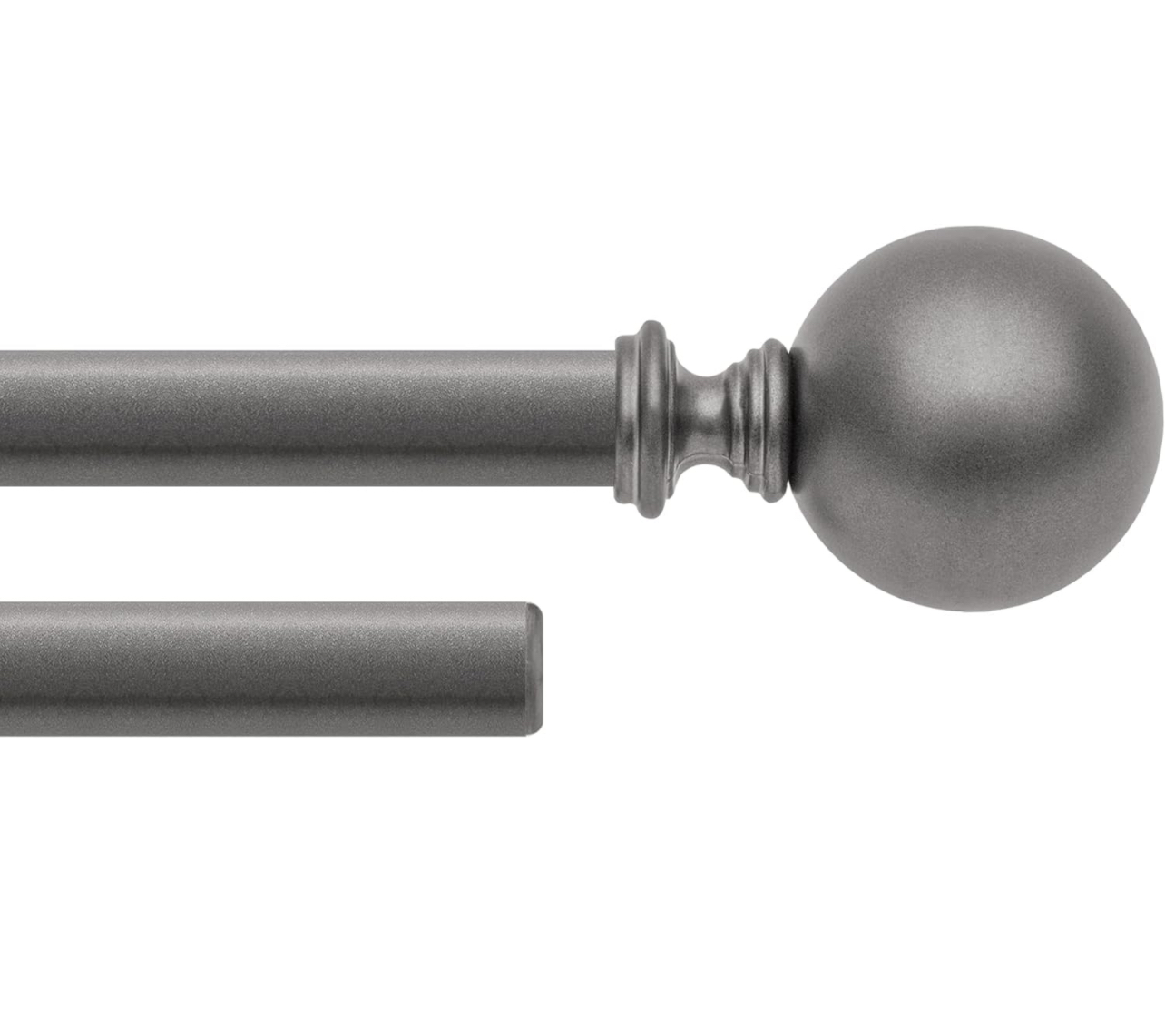 Deco Windows 52"-144" Extendable Drapery/Curtain Rod with Round Finials, Charcoal