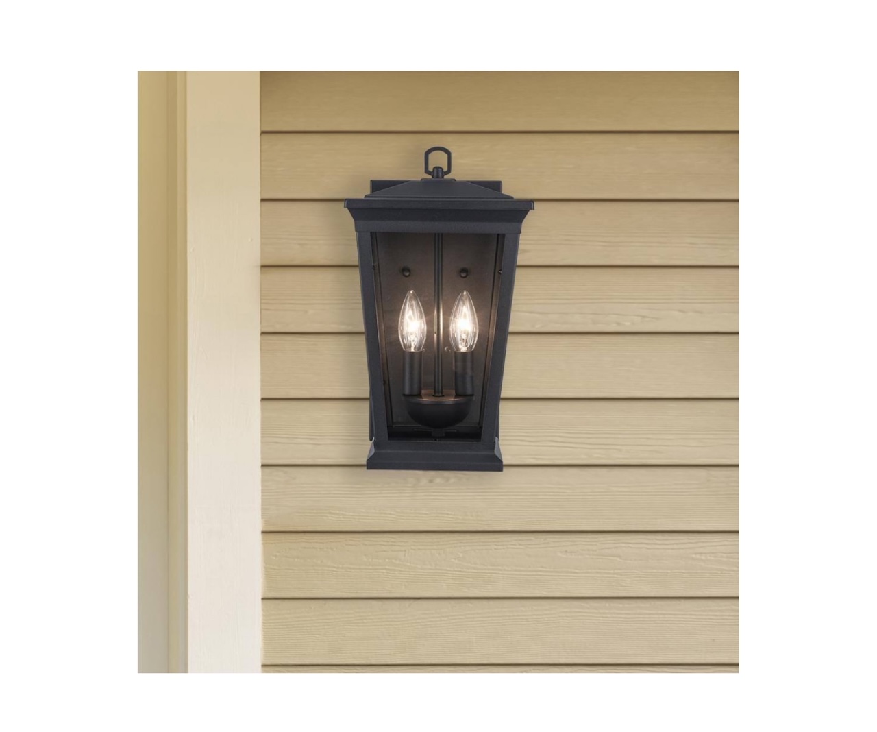 Turlock 17 in. 2-Light Black Outdoor Wall Light Fixture with Clear Glass