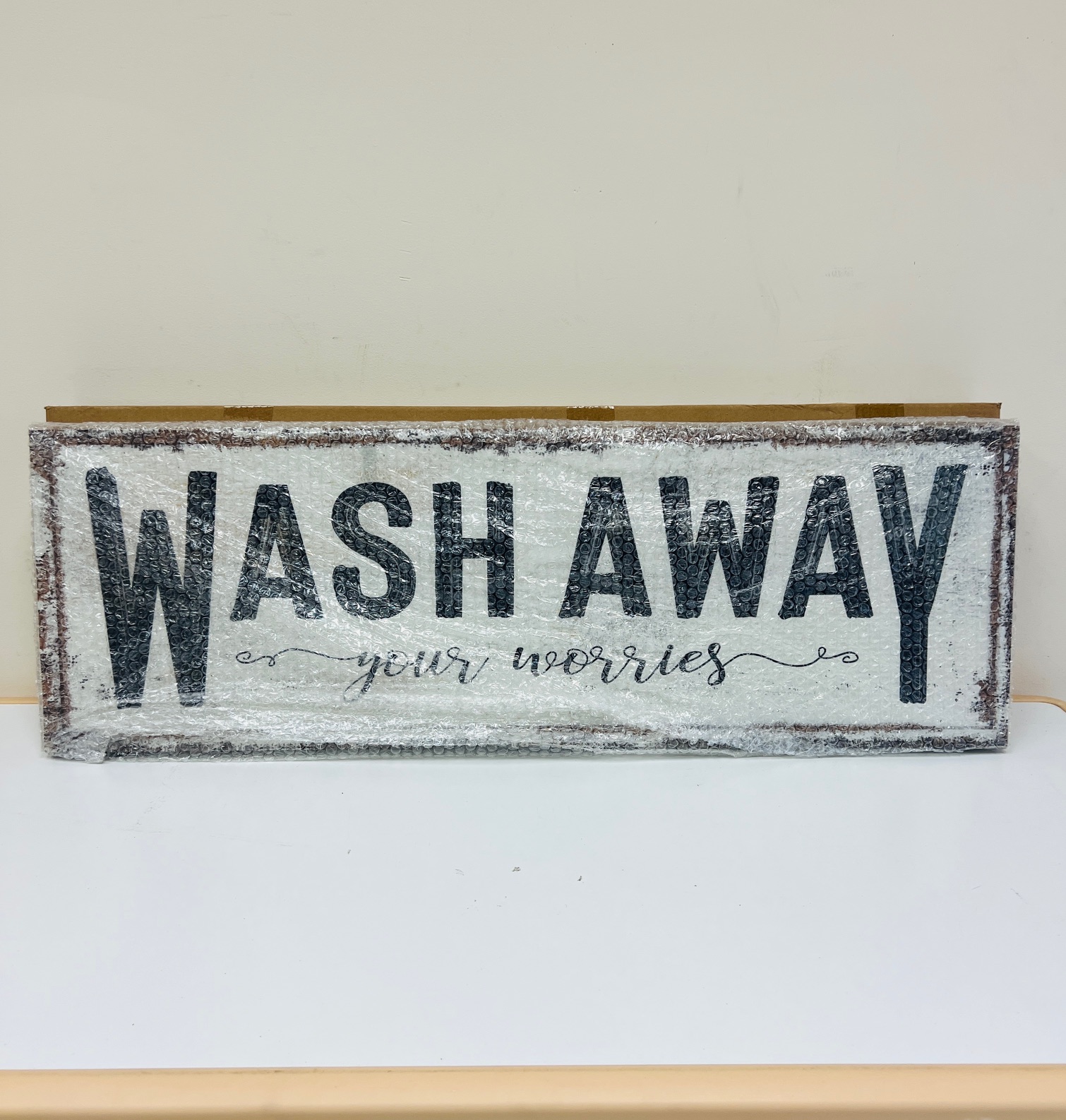 SwallowLiving Large 36x12-in. Wash Away Bathroom Sign Decor Canvas Wall Art