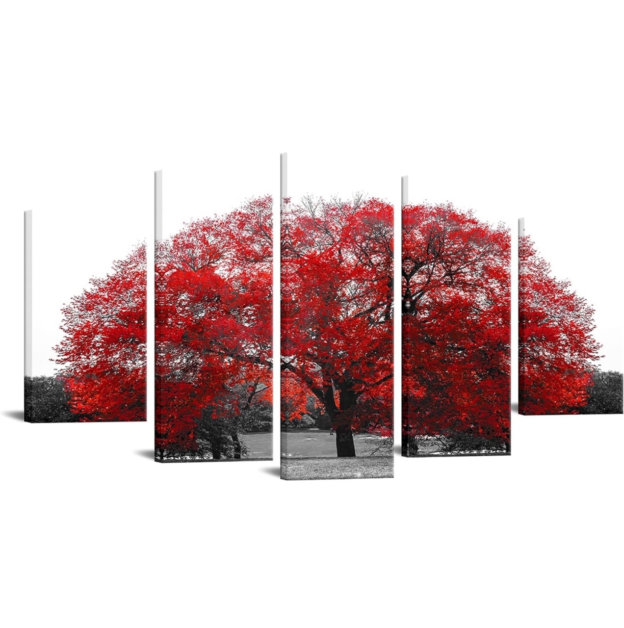 iKNOW FOTO Large Black and White Red Tree Wall Art Canvas Print Picture Landscape