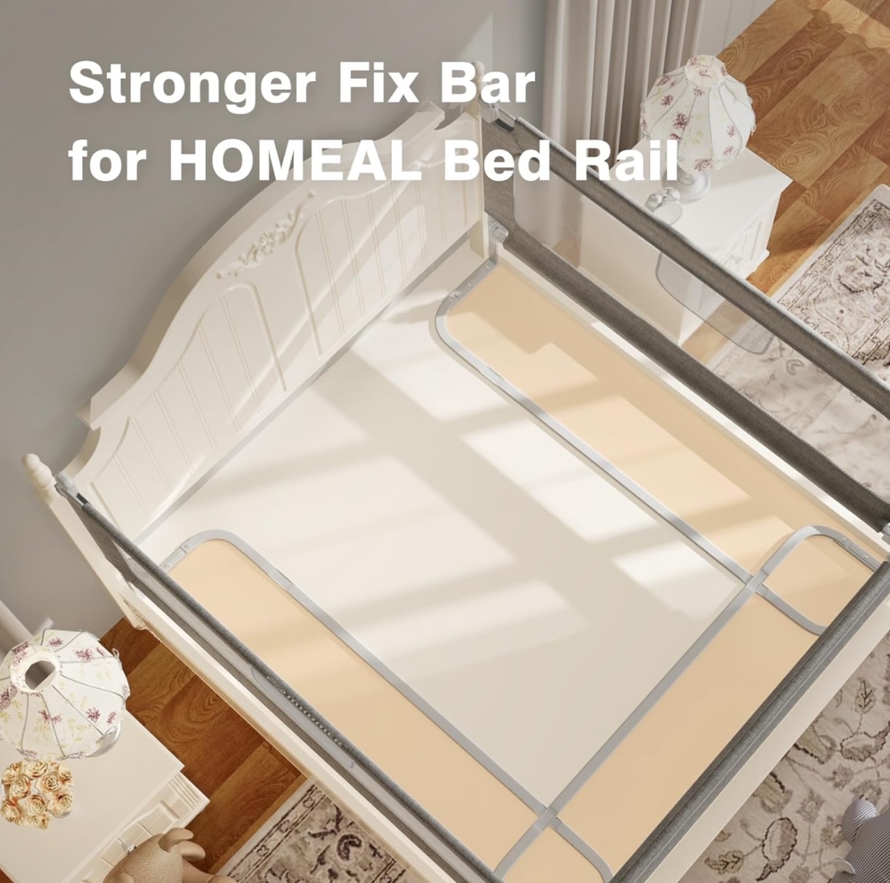 HOMEAL 39" Toddler Bed Rail U-Shaped Extended Fixed Bar