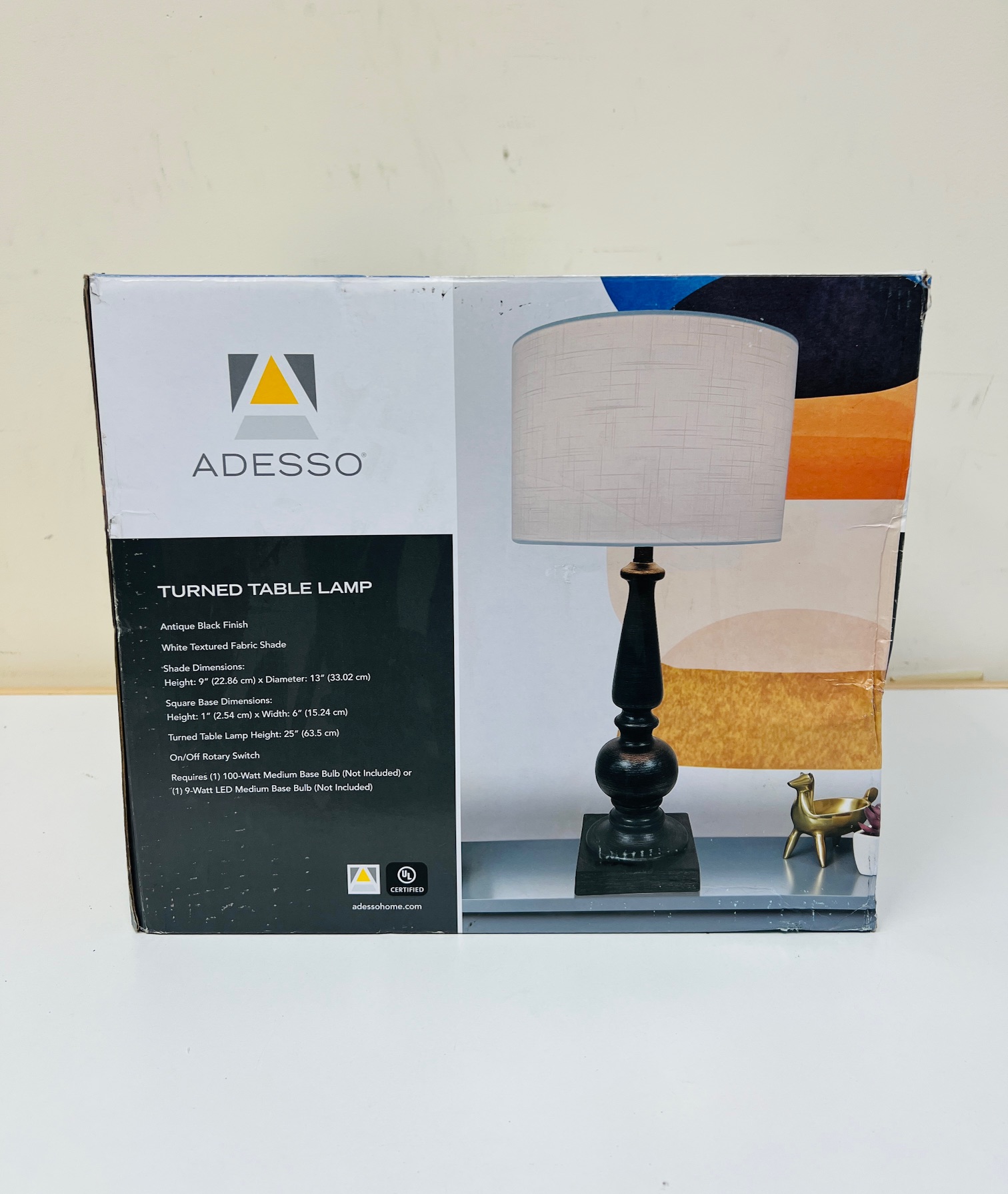 ADESSO 25" Turned Antique Black Wood Finish Table Lamp