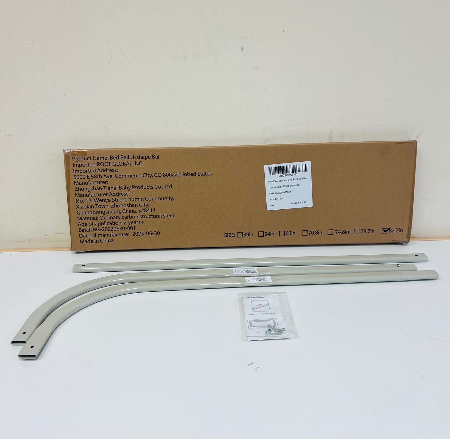 HOMEAL 82.7" Toddler Bed Rail U-Shaped Extended Fixed Bar
