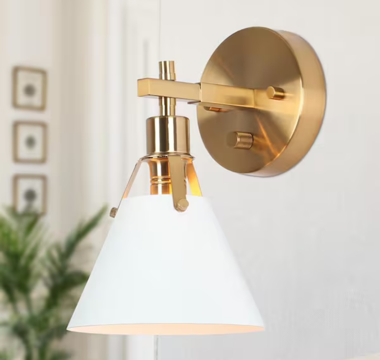 Home Decorator's Collection Granville Modern 1-Light Vanity Wall Sconce, Bell Shaped Metal Shade