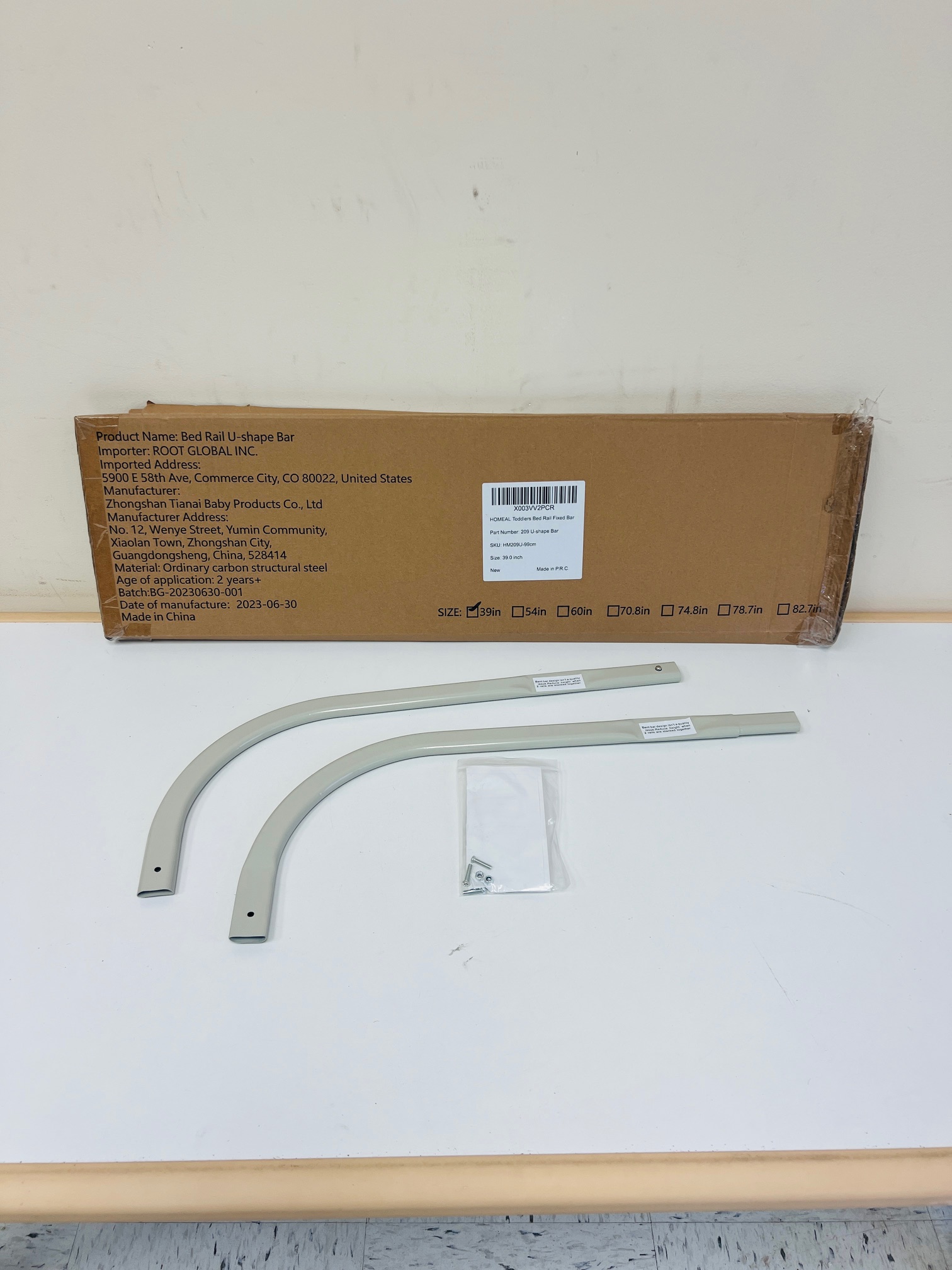 HOMEAL 39" Toddler Bed Rail U-Shaped Extended Fixed Bar