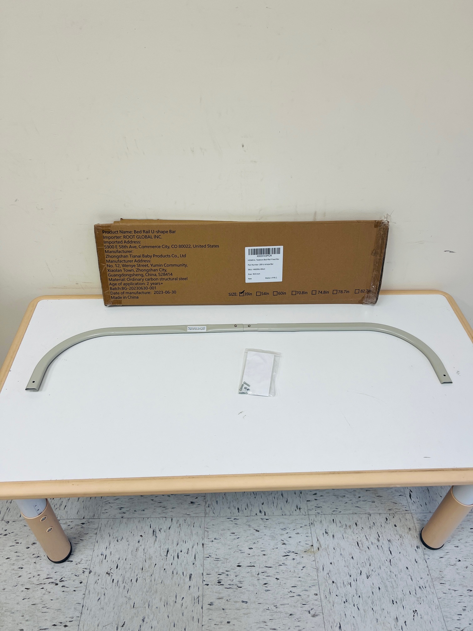 HOMEAL 39" Toddler Bed Rail U-Shaped Extended Fixed Bar