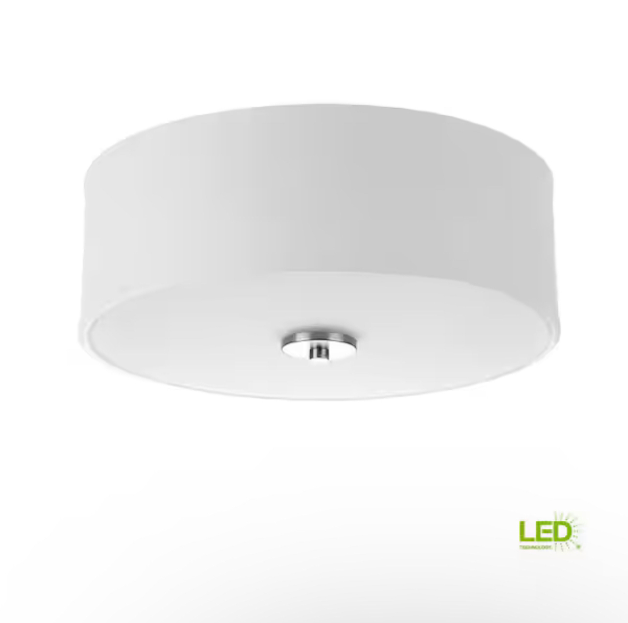 Progress Lighting 13" Integrated LED Brushed Nickel Drum Ceiling Light with White Linen Shade
