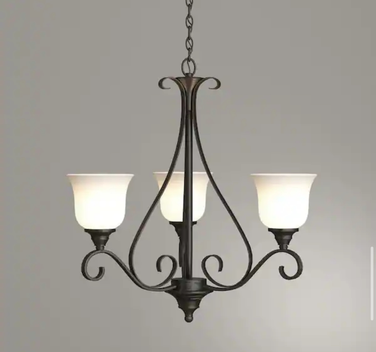 Hampton Bay Westwood 3-Light Oil-Rubbed Bronze Chandelier with Frosted White Glass Shades