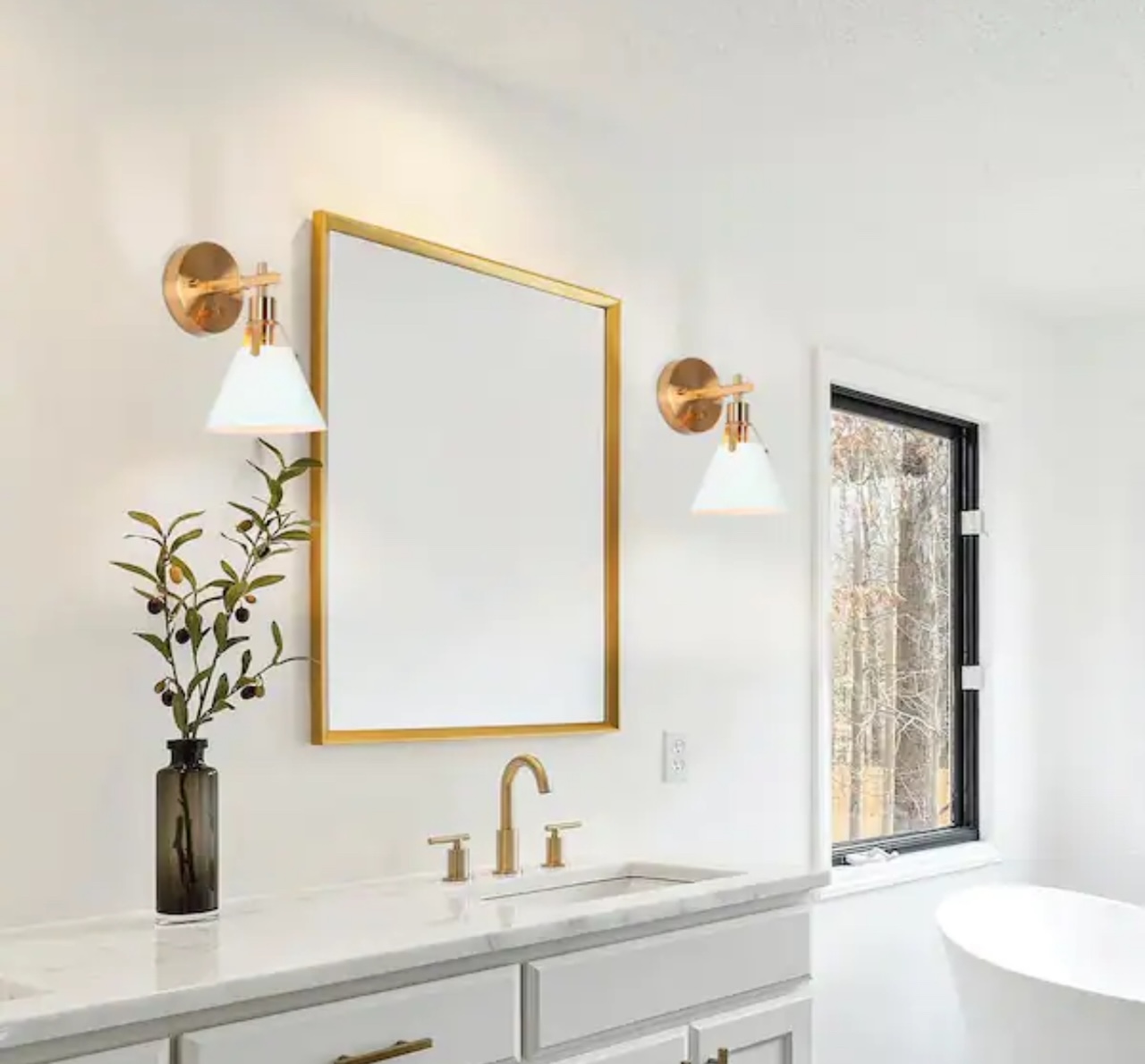 Home Decorator's Collection Granville Modern 1-Light Vanity Wall Sconce, Bell Shaped Metal Shade