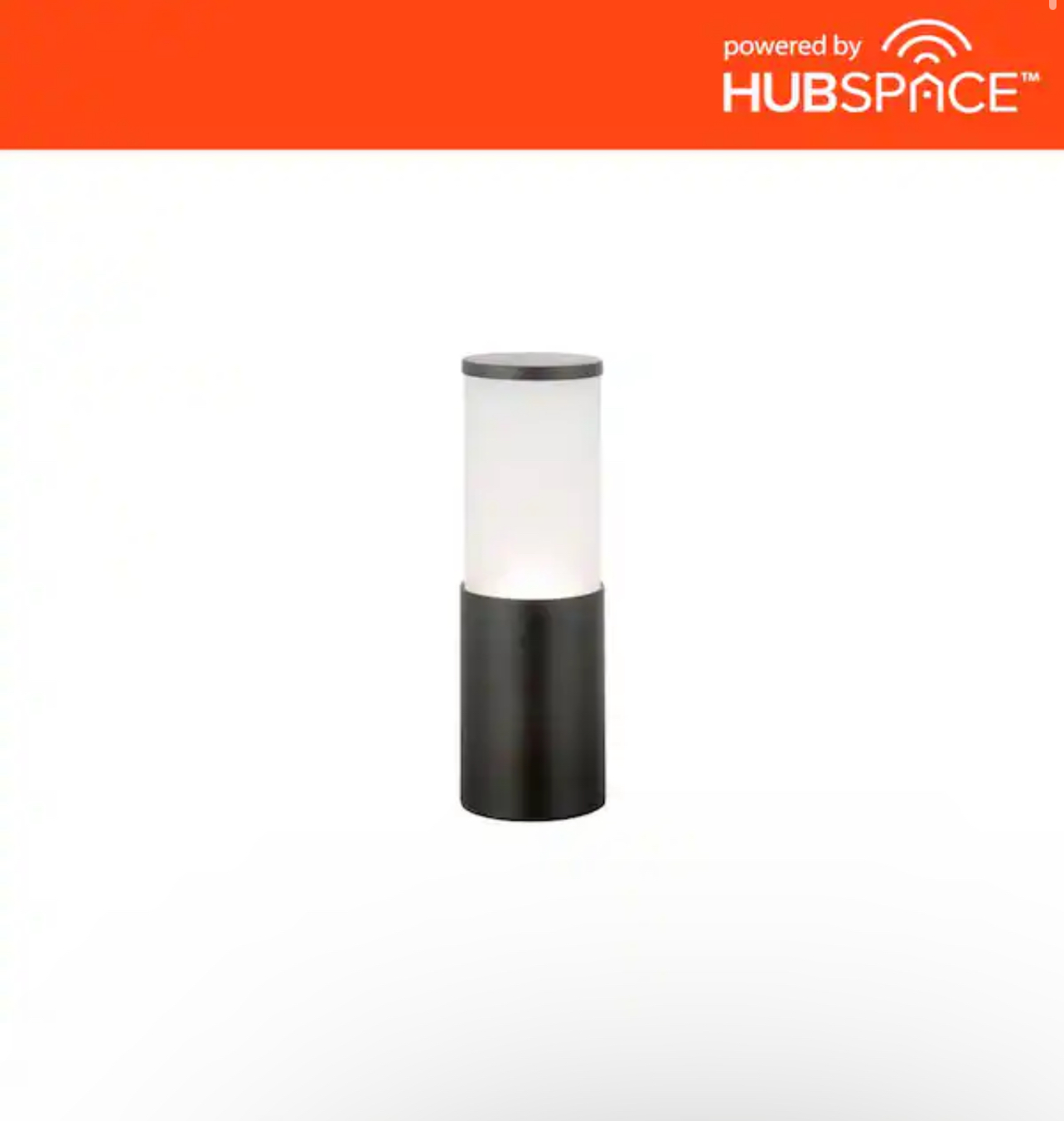 Hampton Bay Low Voltage LED Smart Outdoor Light with Frosted Glass Shade, Powered by HUBSPACE