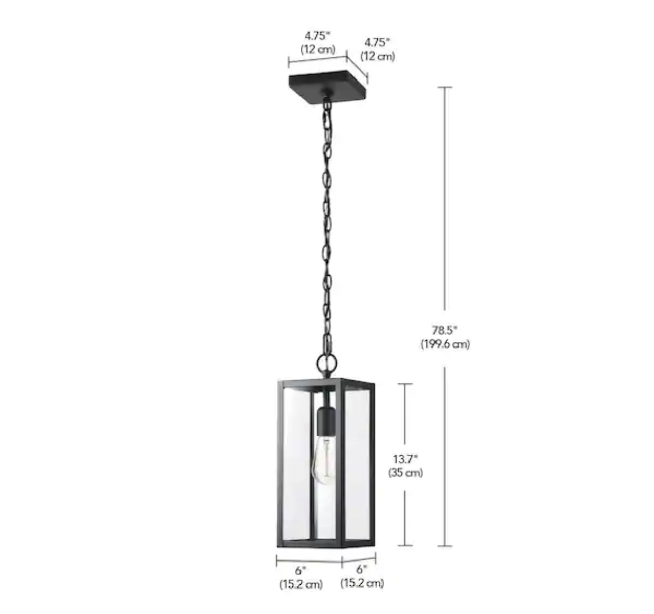 Hampton Bay Hurley Modern 1-Light Matte Black Hardwired Outdoor Hanging Pendant Light