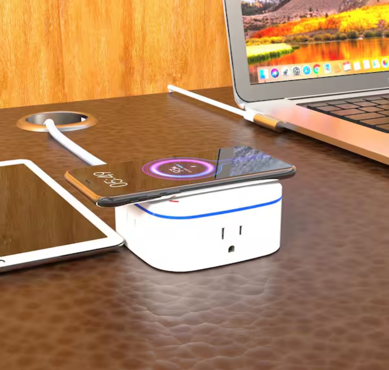 Commercial Electric 2-Outlet 3 USB-A Surge Protector wit Qi Charge