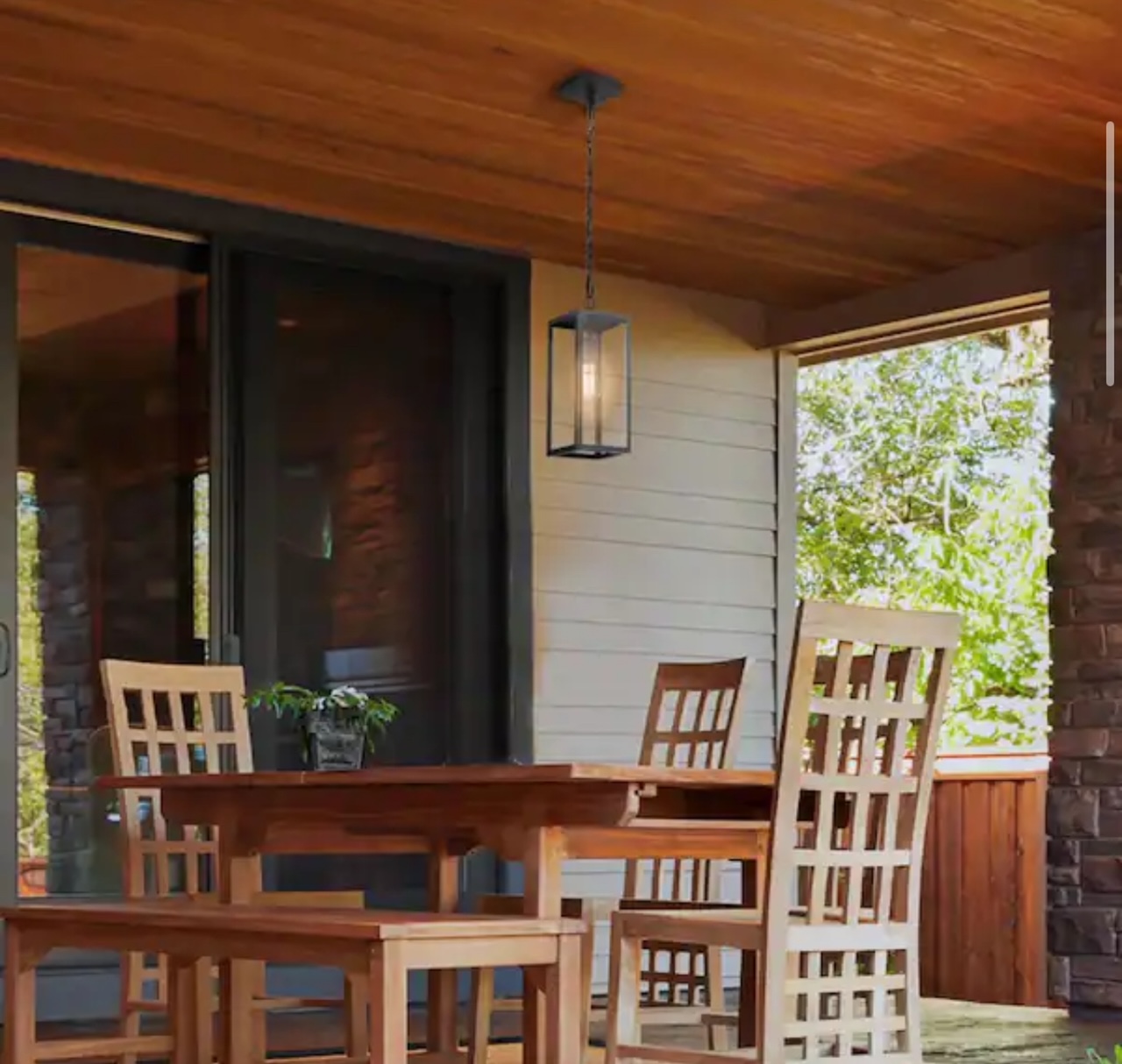 Hampton Bay Hurley Modern 1-Light Matte Black Hardwired Outdoor Hanging Pendant Light