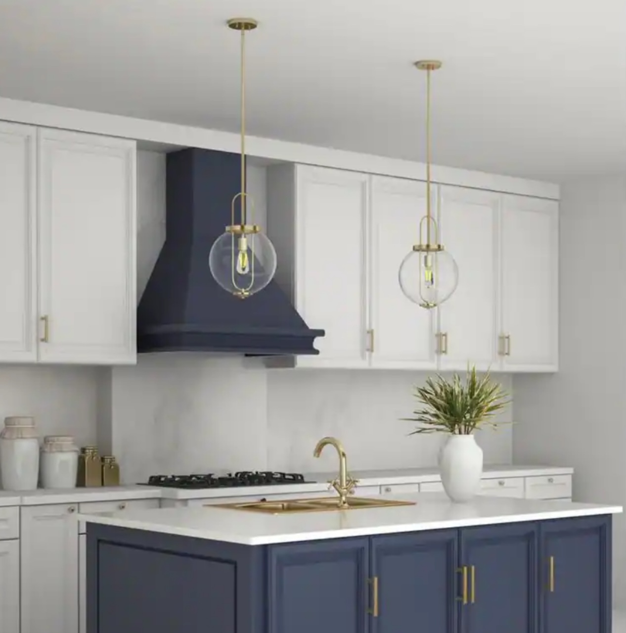 Progress Lighting Mitchella 1-Light Vintage Brass Pendant with Clear Glass Globe Shade