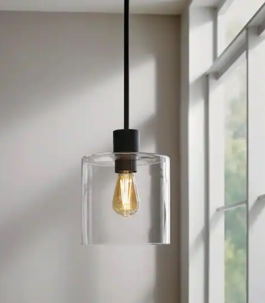 Hampton Bay Sutton Place 1-Light Matte Black Pendant - BRAND NEW