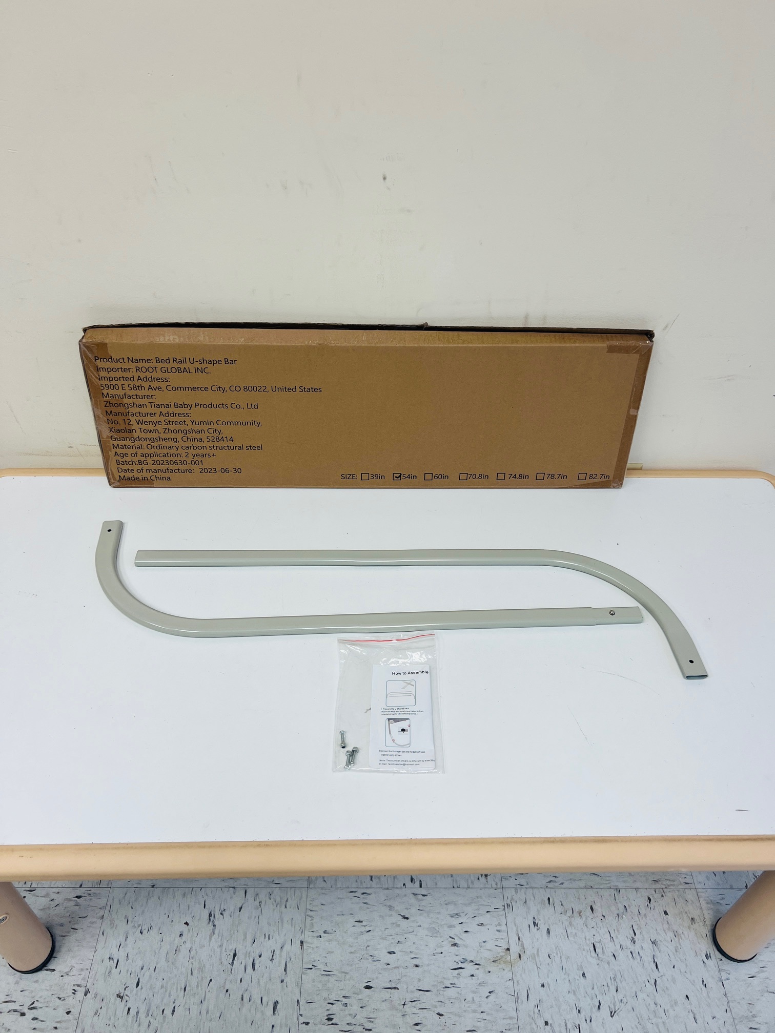 HOMEAL 54" Toddler Bed Rail U-Shaped Extended Fixed Bar