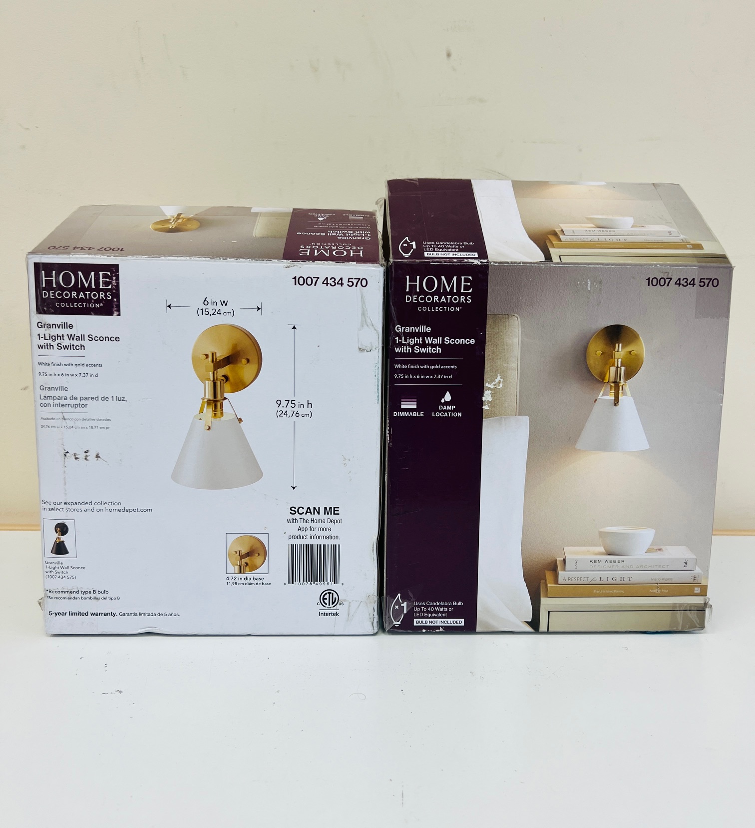 Home Decorator's Collection Granville Modern 1-Light Vanity Wall Sconce, Bell Shaped Metal Shade