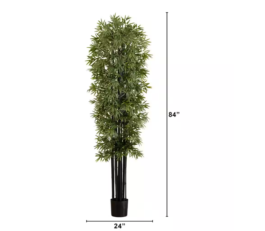 Indoor/Outdoor 7 ft. Bamboo Artificial Tree with Black Trunks UV Resistant