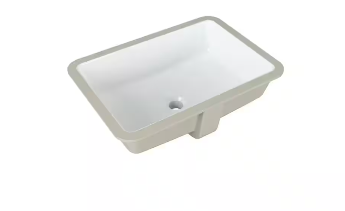 22 in. Ceramic Rectangular Undermount Bathroom Sink in White with Overflow Drain