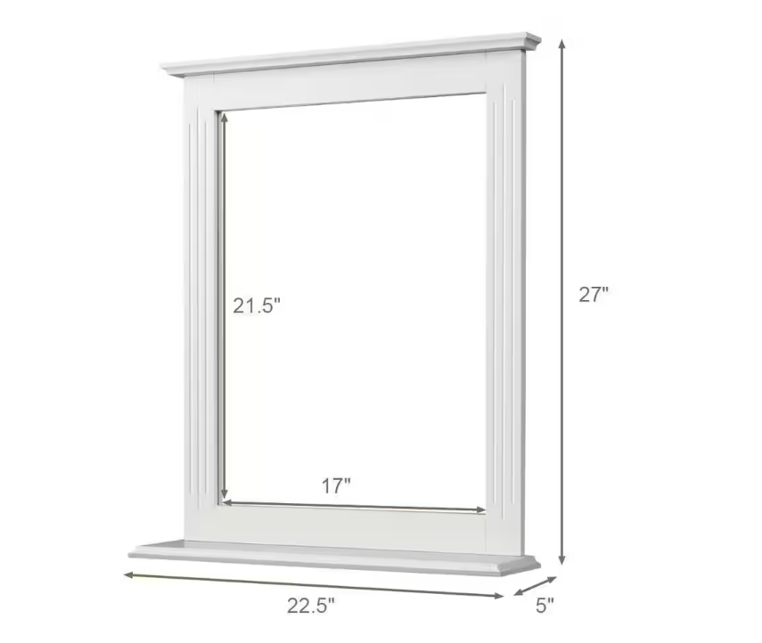 Bathroom Wall Mirror with Shelf Square Vanity Makeup Mirror Multipurpose Usage