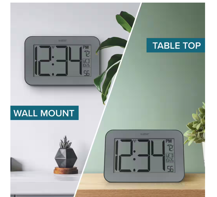 Large Time Digital Atomic Clock with 4 in. Digits