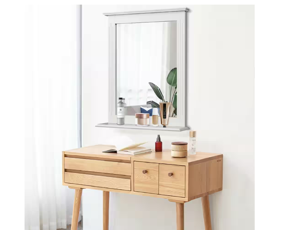 Bathroom Wall Mirror with Shelf Square Vanity Makeup Mirror Multipurpose Usage