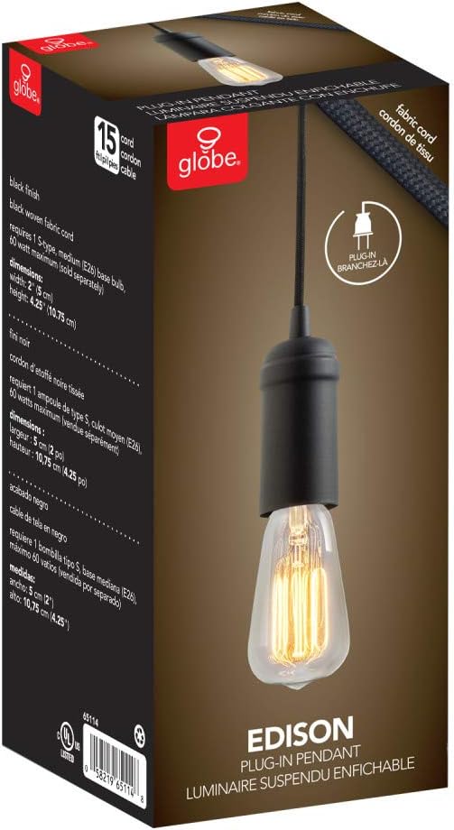 Globe Electric 65114 1LGT Plug Mini Pendant